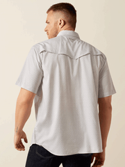 Ariat 10054483 Mens Western VentTEK Classic Fit Shirt Moonbeam Silver back view. If you need any assistance with this item or the purchase of this item please call us at five six one seven four eight eight eight zero one Monday through Saturday 10:00a.m EST to 8:00 p.m EST