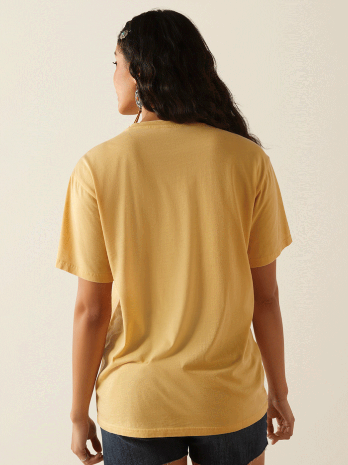 Ariat 10055129 Womens Darlin Rose T-Shirt Rattan Yellow front view. If you need any assistance with this item or the purchase of this item please call us at five six one seven four eight eight eight zero one Monday through Saturday 10:00a.m EST to 8:00 p.m EST