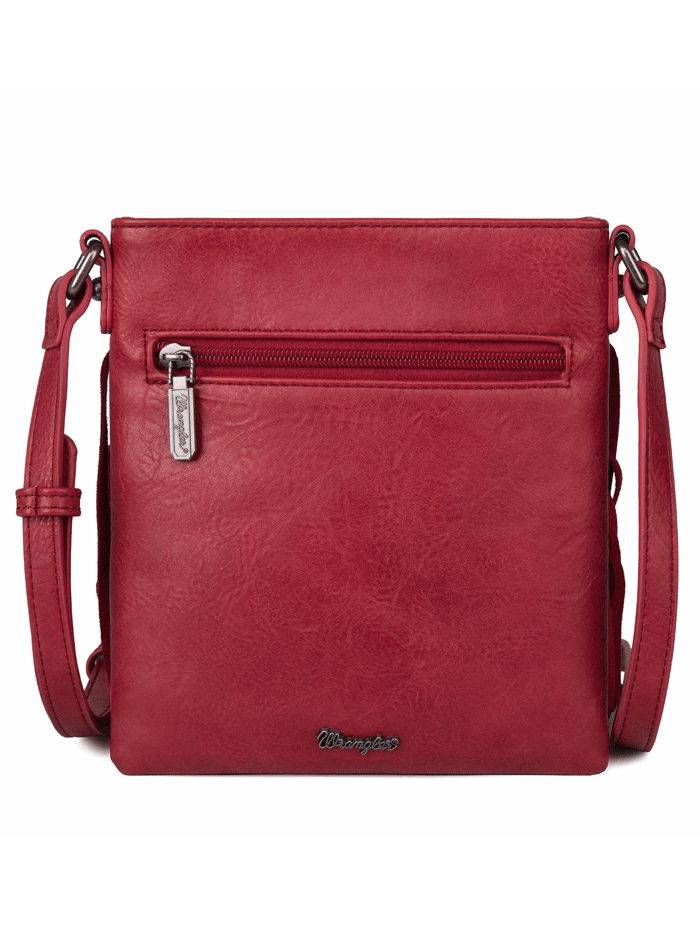 Wrangler WG44-8360RD Womens Leather Fringe Jean Denim Pocket Crossbody Bag Red front. If you need any assistance with this item or the purchase of this item please call us at five six one seven four eight eight eight zero one Monday through Saturday 10:00a.m EST to 8:00 p.m EST

