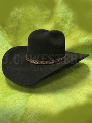 Justin JF0630CROW4402 Bent Rail Crowell 6X Fur Felt Hat Black side / front view. If you need any assistance with this item or the purchase of this item please call us at five six one seven four eight eight eight zero one Monday through Saturday 10:00a.m EST to 8:00 p.m EST