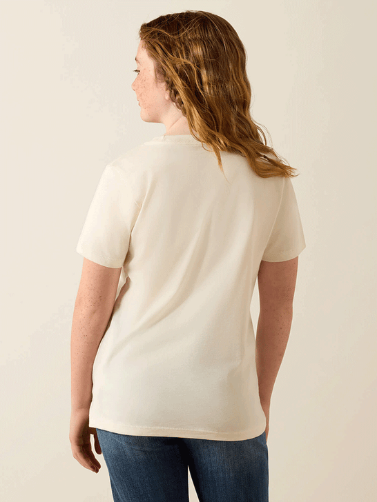 Ariat 10071704 Kids Cowgirl Vibes T-Shirt Natural back view. If you need any assistance with this item or the purchase of this item please call us at five six one seven four eight eight eight zero one Monday through Saturday 10:00a.m EST to 8:00 p.m EST