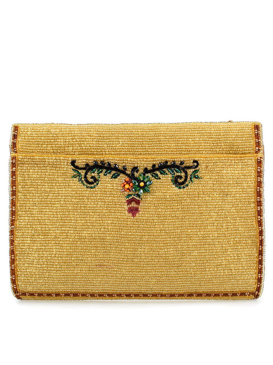 Mary Frances BAG S002-534 DESERT SUNRISE Crossbody Handbag Tan Multicolor back view. If you need any assistance with this item or the purchase of this item please call us at five six one seven four eight eight eight zero one Monday through Saturday 10:00a.m EST to 8:00 p.m EST