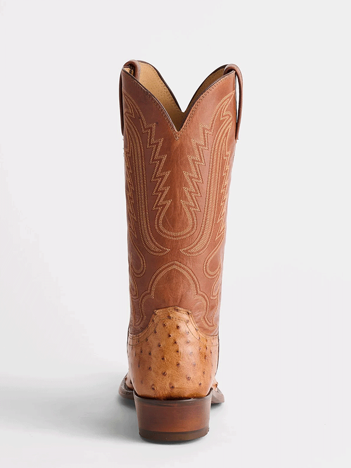 Lucchese N1156.73 Mens LUKE Full Quill Ostrich Western Boots Barnwood Tan front and side view. If you need any assistance with this item or the purchase of this item please call us at five six one seven four eight eight eight zero one Monday through Saturday 10:00a.m EST to 8:00 p.m EST