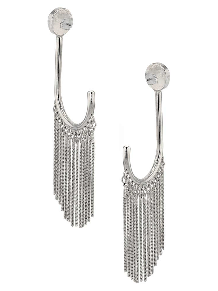 Montana Silversmiths AER5935 Womens On the Fringe Attitude Earrings Silver front view. If you need any assistance with this item or the purchase of this item please call us at five six one seven four eight eight eight zero one Monday through Saturday 10:00a.m EST to 8:00 p.m EST