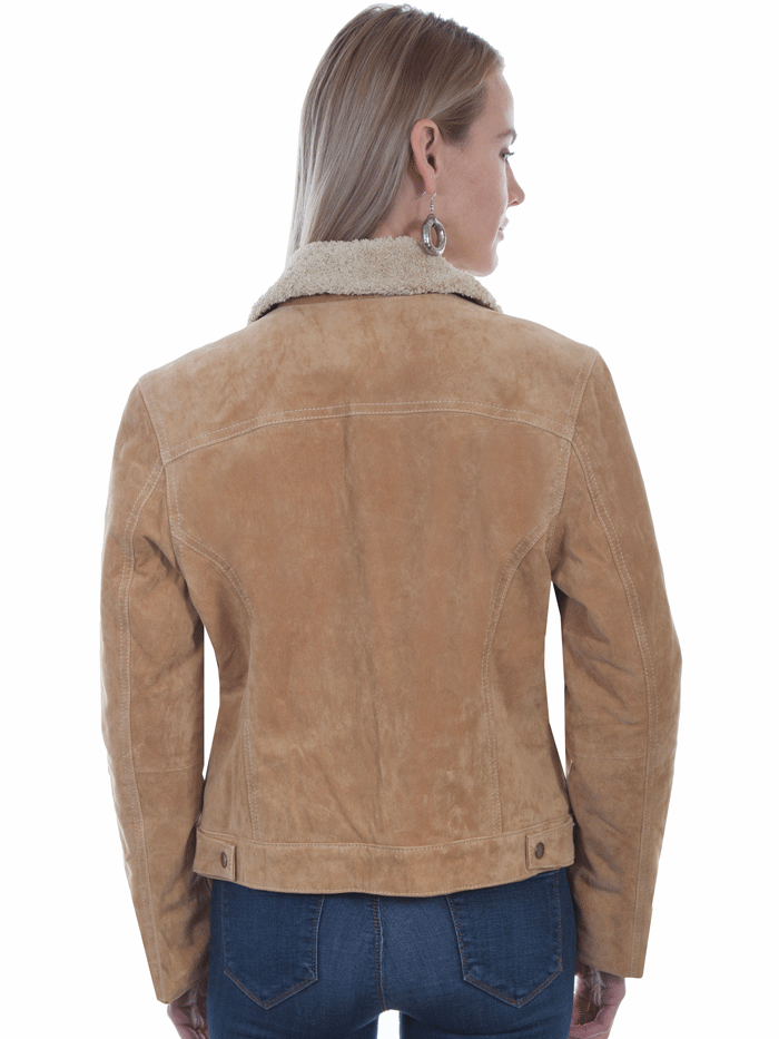 Scully L1019-126 Womens Sherpa Lined Suede Jacket Old Rust Tan front view. If you need any assistance with this item or the purchase of this item please call us at five six one seven four eight eight eight zero one Monday through Saturday 10:00a.m EST to 8:00 p.m EST

