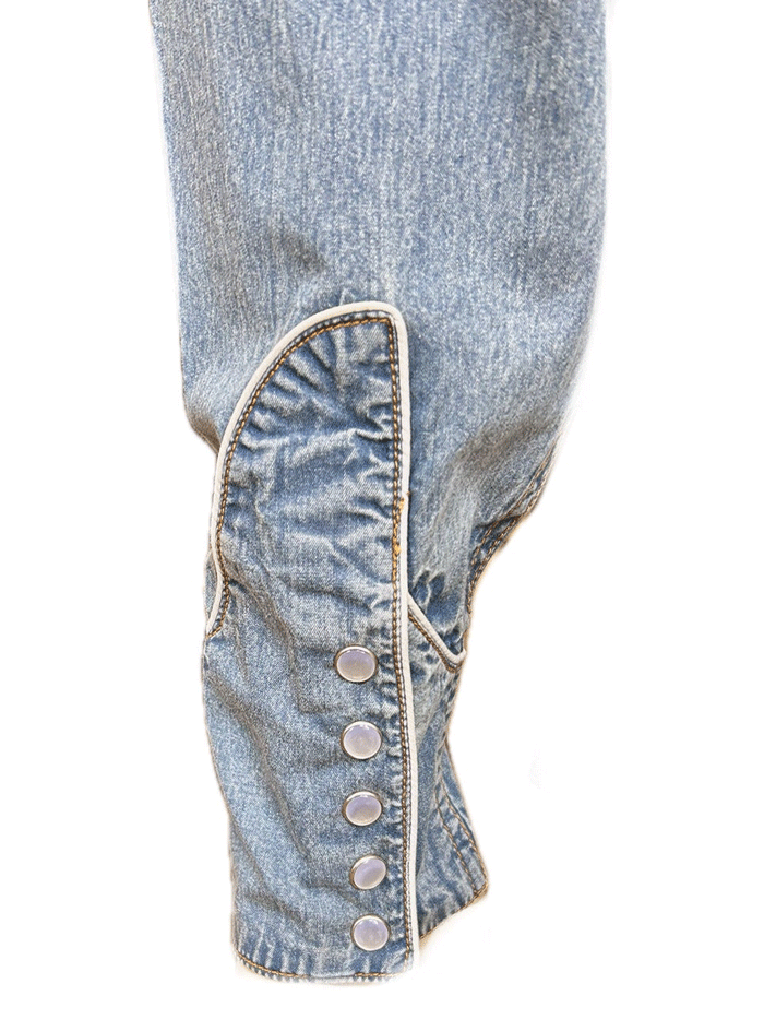 Rockmount 6814-DEN Mens Out of This World Embroidered Denim Western Shirt Light Blue front view. If you need any assistance with this item or the purchase of this item please call us at five six one seven four eight eight eight zero one Monday through Saturday 10:00a.m EST to 8:00 p.m EST

