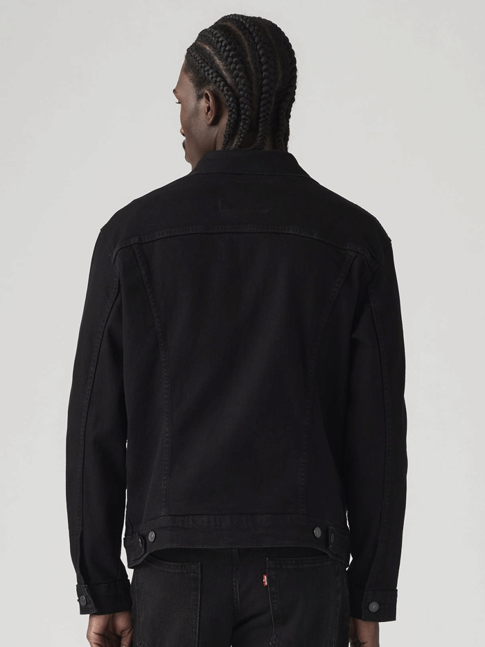 Levi's 723340223 Mens Trucker Jacket Last Night Blacks front view. If you need any assistance with this item or the purchase of this item please call us at five six one seven four eight eight eight zero one Monday through Saturday 10:00a.m EST to 8:00 p.m EST