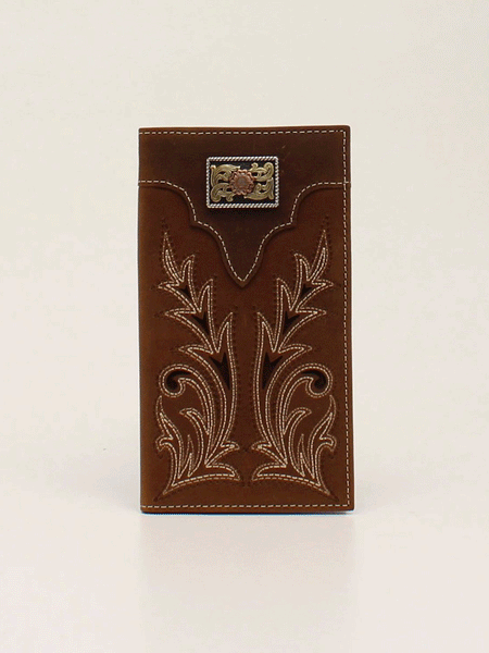 Nocona N5490944 Mens Rodeo Boot Stitch 3 Tone Concho Wallet Medium Brown front view. If you need any assistance with this item or the purchase of this item please call us at five six one seven four eight eight eight zero one Monday through Saturday 10:00a.m EST to 8:00 p.m EST