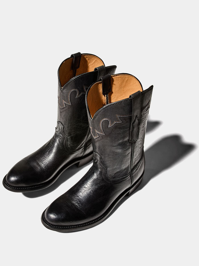 Lucchese CL6505.C2 Mens Sunset Roper Boot Black front and side view. If you need any assistance with this item or the purchase of this item please call us at five six one seven four eight eight eight zero one Monday through Saturday 10:00a.m EST to 8:00 p.m EST