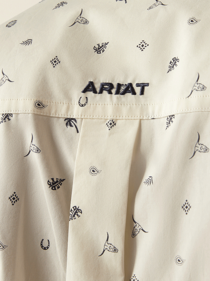 Ariat 10054818 Mens Colter Classic Fit Short Sleeve Shirt Ivory front view. If you need any assistance with this item or the purchase of this item please call us at five six one seven four eight eight eight zero one Monday through Saturday 10:00a.m EST to 8:00 p.m EST