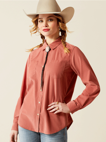 Ariat 10053971 Womens Billie Jean Corded Shirt Light Mahogany front. If you need any assistance with this item or the purchase of this item please call us at five six one seven four eight eight eight zero one Monday through Saturday 10:00a.m EST to 8:00 p.m EST