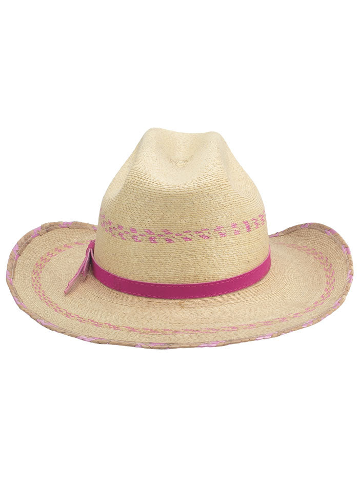 Bullhide ROSEVILLE 5098 Kids Western Straw Hat Pink side / front view. If you need any assistance with this item or the purchase of this item please call us at five six one seven four eight eight eight zero one Monday through Saturday 10:00a.m EST to 8:00 p.m EST