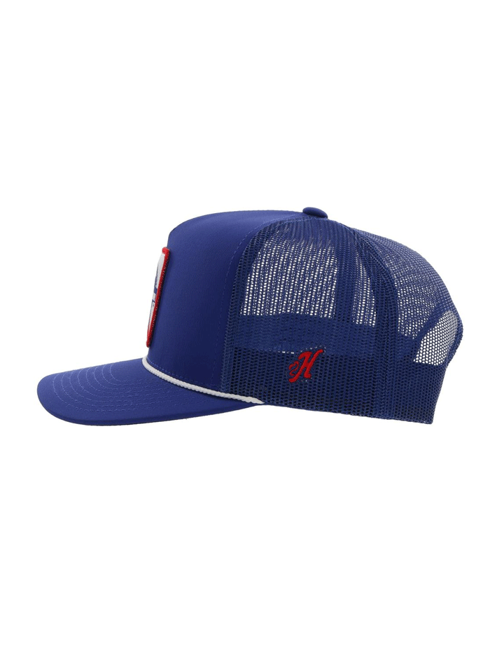 Hooey 2274T-BL Pabst Blue Ribbon Snapback Hat Blue front  and side view. If you need any assistance with this item or the purchase of this item please call us at five six one seven four eight eight eight zero one Monday through Saturday 10:00a.m EST to 8:00 p.m EST