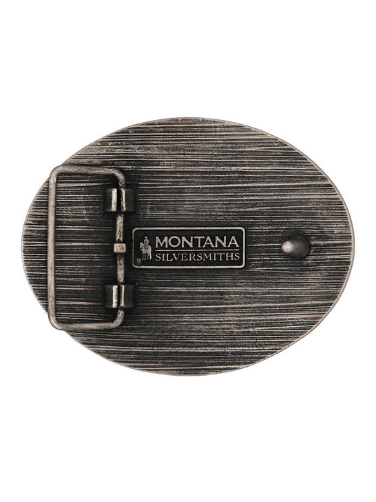 Montana Silversmiths A1014P Freedom's Majesty Attitude Buckle Antique Silver back view. If you need any assistance with this item or the purchase of this item please call us at five six one seven four eight eight eight zero one Monday through Saturday 10:00a.m EST to 8:00 p.m EST
