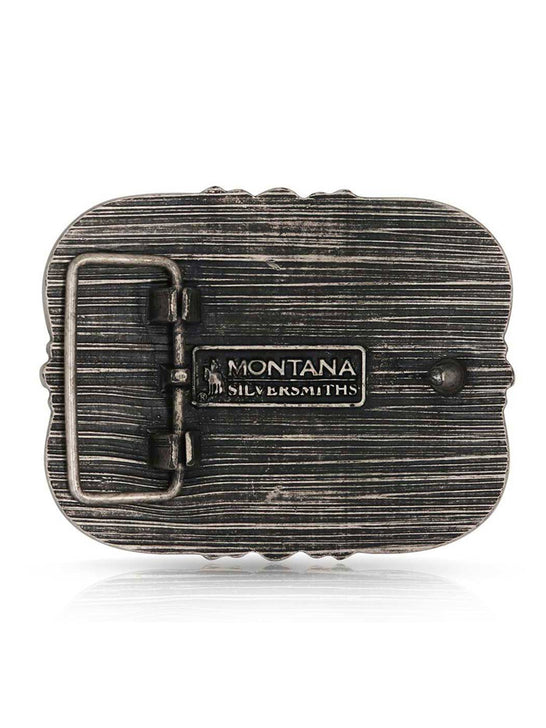Montana Silversmiths A1034S Soaring Freedom Buckle Antique Silver back view. If you need any assistance with this item or the purchase of this item please call us at five six one seven four eight eight eight zero one Monday through Saturday 10:00a.m EST to 8:00 p.m EST