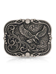 Montana Silversmiths A1034S Soaring Freedom Buckle Antique Silver front view. If you need any assistance with this item or the purchase of this item please call us at five six one seven four eight eight eight zero one Monday through Saturday 10:00a.m EST to 8:00 p.m EST
