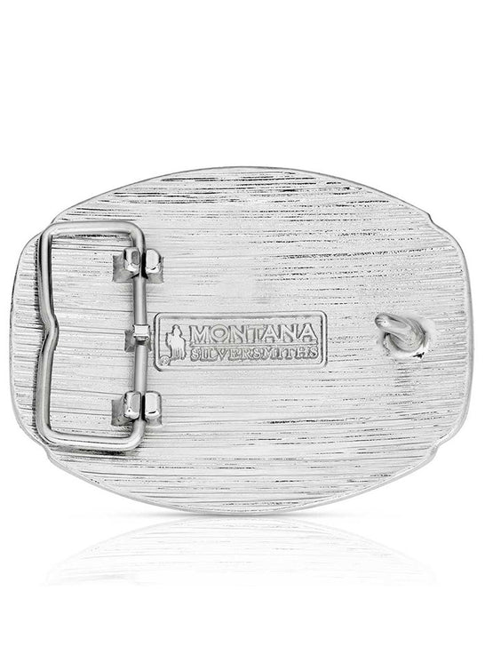 Montana Silversmiths A1047M Western Initial Buckle Silver And Gold back view. If you need any assistance with this item or the purchase of this item please call us at five six one seven four eight eight eight zero one Monday through Saturday 10:00a.m EST to 8:00 p.m EST