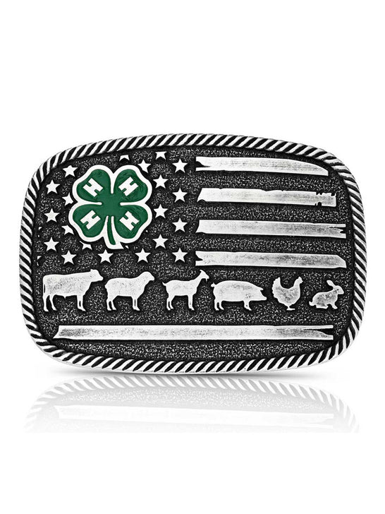 Montana Silversmiths A1049S 4-H Livestock Buckle Silver front view. If you need any assistance with this item or the purchase of this item please call us at five six one seven four eight eight eight zero one Monday through Saturday 10:00a.m EST to 8:00 p.m EST
