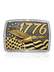 Montana Silversmiths A1062P Independent Since 1776 Buckle Gold And Silver front view. If you need any assistance with this item or the purchase of this item please call us at five six one seven four eight eight eight zero one Monday through Saturday 10:00a.m EST to 8:00 p.m EST
