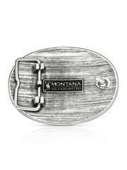 Montana Silversmiths A1063S Forged in Freedom Buckle Silver back view. If you need any assistance with this item or the purchase of this item please call us at five six one seven four eight eight eight zero one Monday through Saturday 10:00a.m EST to 8:00 p.m EST