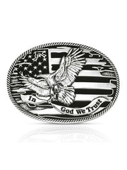 Montana Silversmiths A1063S Forged in Freedom Buckle Silver front view. If you need any assistance with this item or the purchase of this item please call us at five six one seven four eight eight eight zero one Monday through Saturday 10:00a.m EST to 8:00 p.m EST
