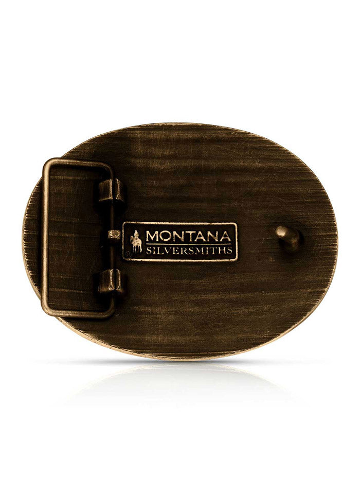 Montana Silversmiths A1064C Liberty Or Death Heritage Buckle Brass front view. If you need any assistance with this item or the purchase of this item please call us at five six one seven four eight eight eight zero one Monday through Saturday 10:00a.m EST to 8:00 p.m EST