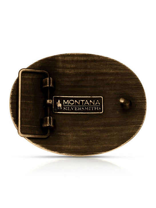 Montana Silversmiths A1064C Liberty Or Death Heritage Buckle Brass back view. If you need any assistance with this item or the purchase of this item please call us at five six one seven four eight eight eight zero one Monday through Saturday 10:00a.m EST to 8:00 p.m EST