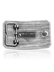 Montana Silversmiths A1075P American Cowboy Bull Rider Buckle Silver back view. If you need any assistance with this item or the purchase of this item please call us at five six one seven four eight eight eight zero one Monday through Saturday 10:00a.m EST to 8:00 p.m EST