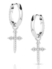 Montana Silversmiths ER5642 Womens Crystal Devotion Cross Earrings Silver back view. If you need any assistance with this item or the purchase of this item please call us at five six one seven four eight eight eight zero one Monday through Saturday 10:00a.m EST to 8:00 p.m EST