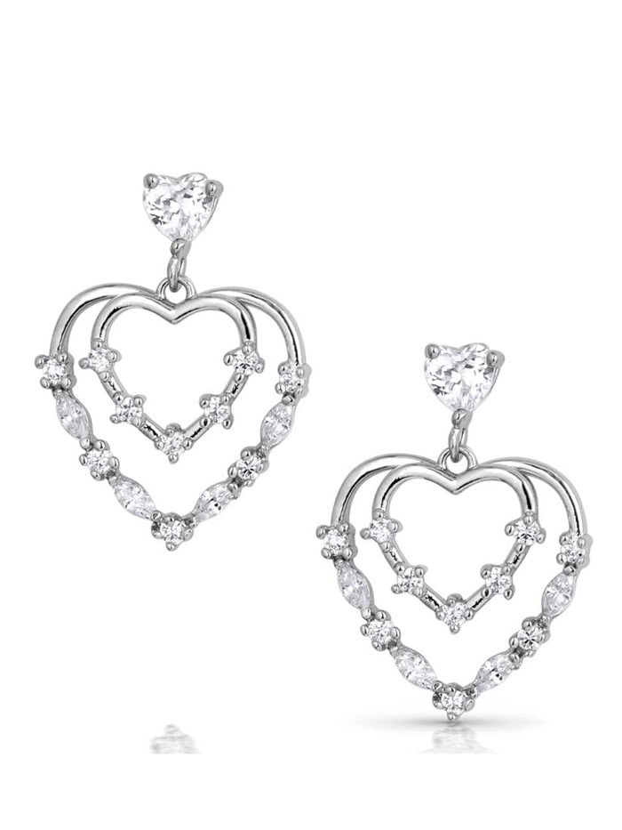 Montana Silversmiths ER5797 Womens Heart Grows Crystal Earrings Silver front view. If you need any assistance with this item or the purchase of this item please call us at five six one seven four eight eight eight zero one Monday through Saturday 10:00a.m EST to 8:00 p.m EST
