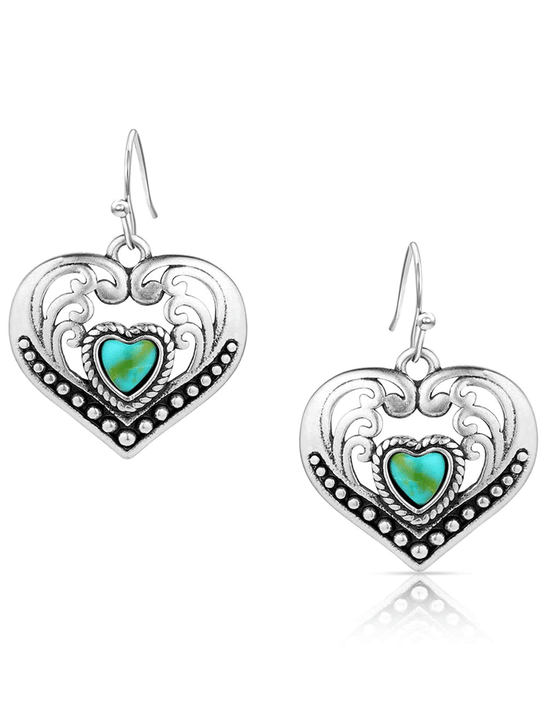 Montana Silversmiths ER6103 Womens Fierce Hearts Earrings Silver front view. If you need any assistance with this item or the purchase of this item please call us at five six one seven four eight eight eight zero one Monday through Saturday 10:00a.m EST to 8:00 p.m EST
