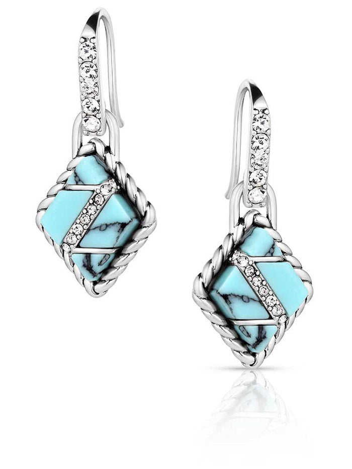 Montana Silversmiths ER6127 Womens High Noon Cobblestone Earrings Turquoise Silver front view. If you need any assistance with this item or the purchase of this item please call us at five six one seven four eight eight eight zero one Monday through Saturday 10:00a.m EST to 8:00 p.m EST
