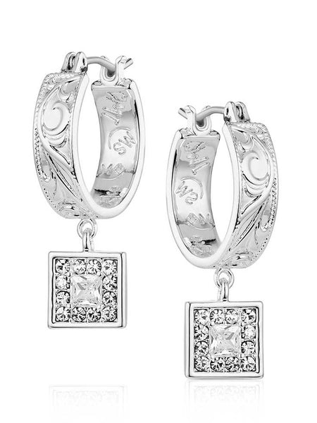 Montana Silversmiths ER6456 Womens Desert Whirl Engraved Hoop Earrings Silver front view.  If you need any assistance with this item or the purchase of this item please call us at five six one seven four eight eight eight zero one Monday through Saturday 10:00a.m EST to 8:00 p.m EST