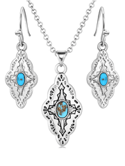 Montana Silversmiths JS6102 Womens Montana Skies Turquoise Jewelry Set Silver front view. If you need any assistance with this item or the purchase of this item please call us at five six one seven four eight eight eight zero one Monday through Saturday 10:00a.m EST to 8:00 p.m EST
