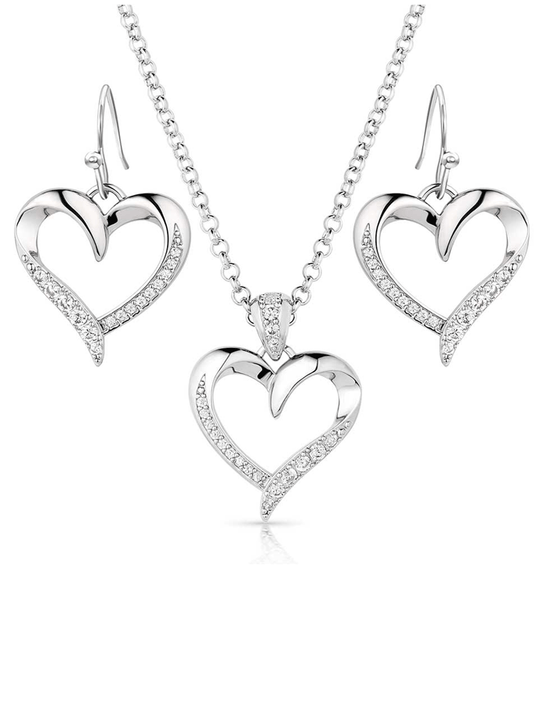Montana Silversmiths JS6123 Womens Divine Affection Jewelry Set Silver front view. If you need any assistance with this item or the purchase of this item please call us at five six one seven four eight eight eight zero one Monday through Saturday 10:00a.m EST to 8:00 p.m EST