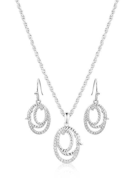 Montana Silversmiths JS6222 Womens Arena Lights Jewelry Set Silver front view. If you need any assistance with this item or the purchase of this item please call us at five six one seven four eight eight eight zero one Monday through Saturday 10:00a.m EST to 8:00 p.m EST 