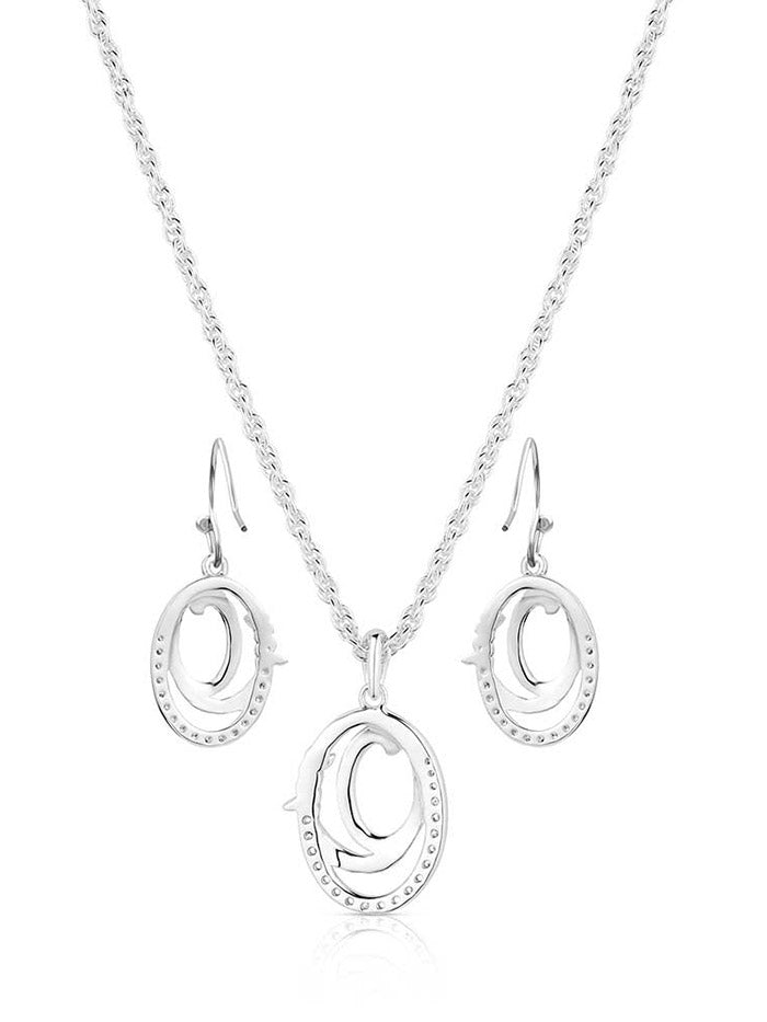 Montana Silversmiths JS6222 Womens Arena Lights Jewelry Set Silver front view. If you need any assistance with this item or the purchase of this item please call us at five six one seven four eight eight eight zero one Monday through Saturday 10:00a.m EST to 8:00 p.m EST 
