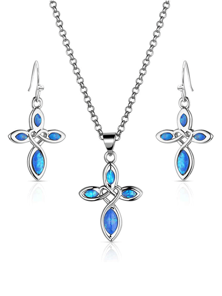 Montana Silversmiths JS6395 Womens Faith and Grace Jewelry Set Silver front view. If you need any assistance with this item or the purchase of this item please call us at five six one seven four eight eight eight zero one Monday through Saturday 10:00a.m EST to 8:00 p.m EST
