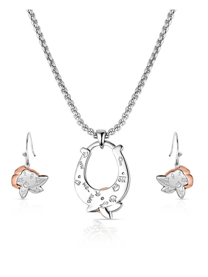 Montana Silversmiths JS6469 Womens Ride for the Roses Jewelry Set Silver front view. If you need any assistance with this item or the purchase of this item please call us at five six one seven four eight eight eight zero one Monday through Saturday 10:00a.m EST to 8:00 p.m EST
