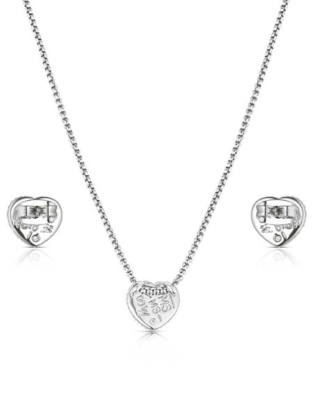 Montana Silversmiths JS6473 Womens Trio Of Hearts Jewelry Set Silver And Gold back view. If you need any assistance with this item or the purchase of this item please call us at five six one seven four eight eight eight zero one Monday through Saturday 10:00a.m EST to 8:00 p.m EST