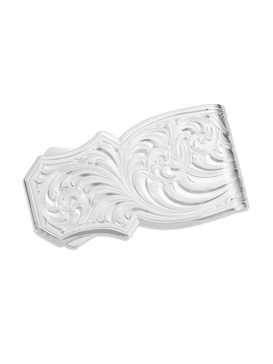 Montana Silversmiths MCL6333GNF Trail Boss Money Clip Silver front view. If you need any assistance with this item or the purchase of this item please call us at five six one seven four eight eight eight zero one Monday through Saturday 10:00a.m EST to 8:00 p.m EST
