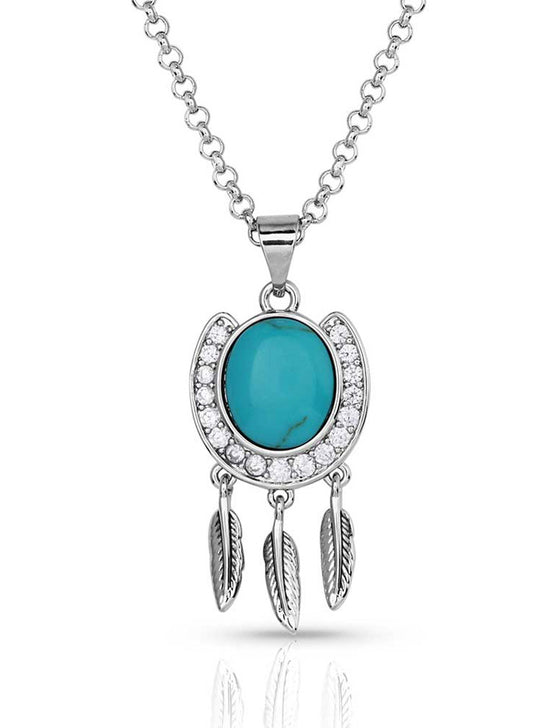 Montana Silversmiths NC5722 Womens Catching Luck Horseshoe Necklace Silver front view. If you need any assistance with this item or the purchase of this item please call us at five six one seven four eight eight eight zero one Monday through Saturday 10:00a.m EST to 8:00 p.m EST

