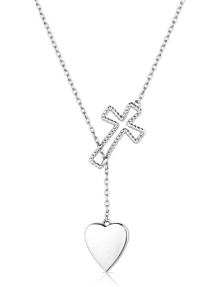 Montana Silversmiths NC6225 Womens Anchored in Love and Faith Necklace Silver front view. If you need any assistance with this item or the purchase of this item please call us at five six one seven four eight eight eight zero one Monday through Saturday 10:00a.m EST to 8:00 p.m EST
