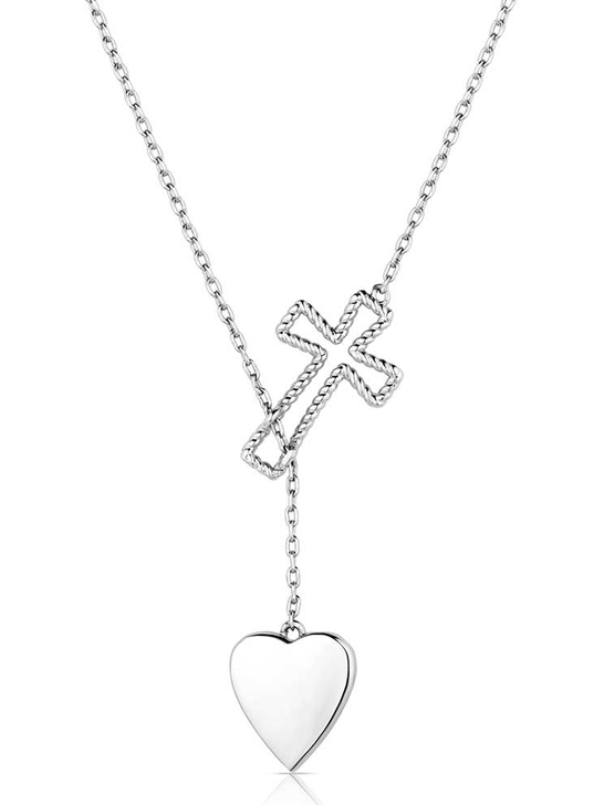 Montana Silversmiths NC6225 Womens Anchored in Love and Faith Necklace Silver back view. If you need any assistance with this item or the purchase of this item please call us at five six one seven four eight eight eight zero one Monday through Saturday 10:00a.m EST to 8:00 p.m EST
