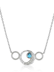 Montana Silversmiths NC6308 Womens Floating on a Breeze Necklace Silver And Turquoise front view. If you need any assistance with this item or the purchase of this item please call us at five six one seven four eight eight eight zero one Monday through Saturday 10:00a.m EST to 8:00 p.m EST