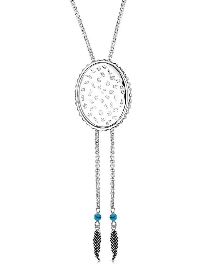 Montana Silversmiths NC6320 Womens Unbroken Faith Bolo Necklace Silver And Turquoise front view. If you need any assistance with this item or the purchase of this item please call us at five six one seven four eight eight eight zero one Monday through Saturday 10:00a.m EST to 8:00 p.m EST