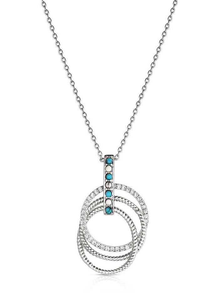 Montana Silversmiths NC6388 Womens Circle the West Necklace Silver front view. If you need any assistance with this item or the purchase of this item please call us at five six one seven four eight eight eight zero one Monday through Saturday 10:00a.m EST to 8:00 p.m EST
