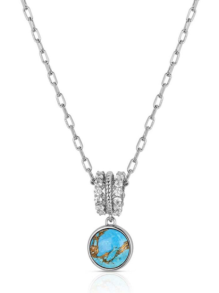 Montana Silversmiths NC6483 Womens Trailing Turquoise Necklace Silver front view. If you need any assistance with this item or the purchase of this item please call us at five six one seven four eight eight eight zero one Monday through Saturday 10:00a.m EST to 8:00 p.m EST
