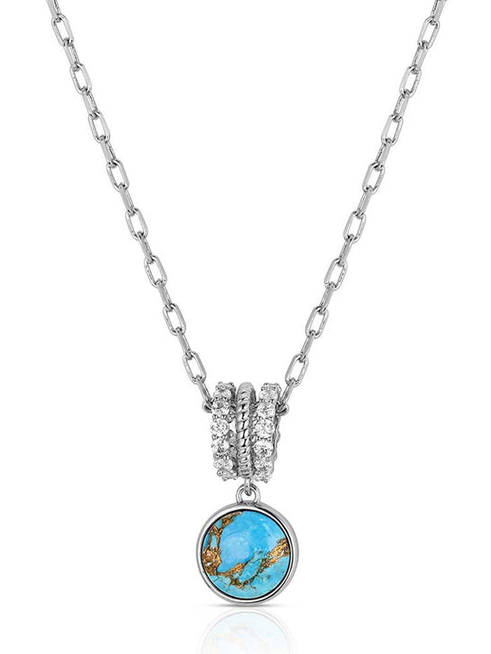 Montana Silversmiths NC6483 Womens Trailing Turquoise Necklace Silver front view. If you need any assistance with this item or the purchase of this item please call us at five six one seven four eight eight eight zero one Monday through Saturday 10:00a.m EST to 8:00 p.m EST
