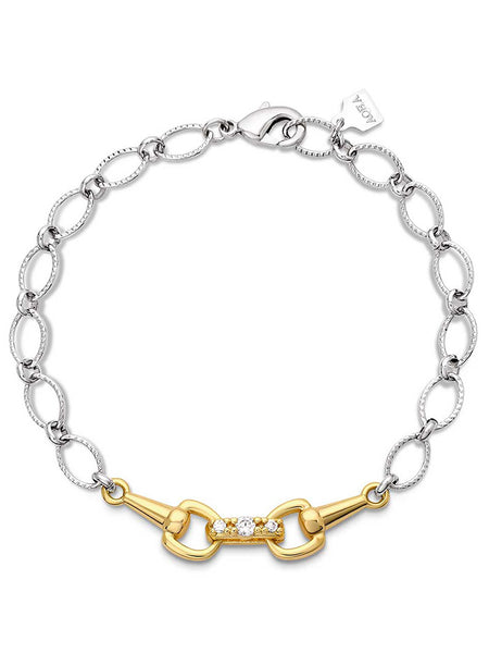 Montana Silversmiths QBC6084 Womens Enjoy the Ride Bracelet Silver And Gold front view. If you need any assistance with this item or the purchase of this item please call us at five six one seven four eight eight eight zero one Monday through Saturday 10:00a.m EST to 8:00 p.m EST
